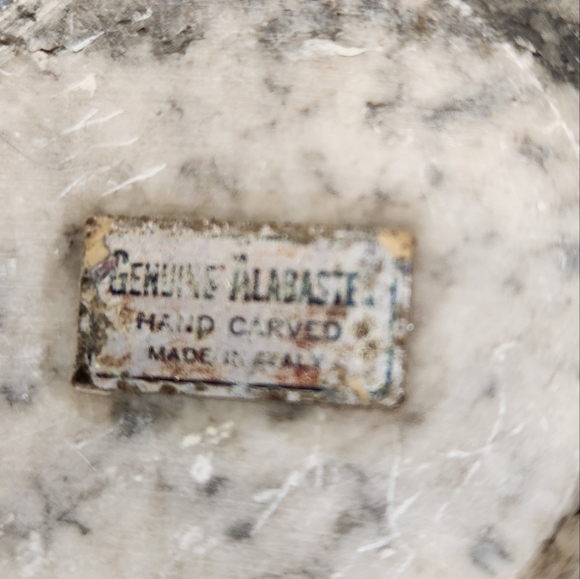 Alabaster Owl Paperweight Carved Italy Stone Decor Vintage 1940s Boho Figurine - Picture 6 of 7